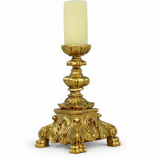 Baroque Candleholder, Short - 13-inch — Deep Gold finish