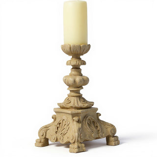 Baroque Candleholder, Short - 13-inch — Dusted Sand finish