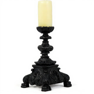 Baroque Candleholder, Short - 13-inch — Flat Black finish