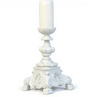 Baroque Candleholder, Short - 13-inch — Flat White finish