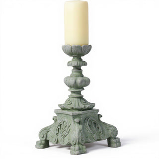 Baroque Candleholder, Short - 13-inch — Mossy Green finish