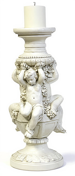 Cherubs Of Capri Candleholder Statue - 21-inch