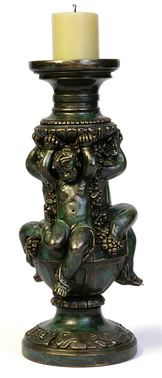 Cherubs Of Capri Candleholder Statue - 21-inch