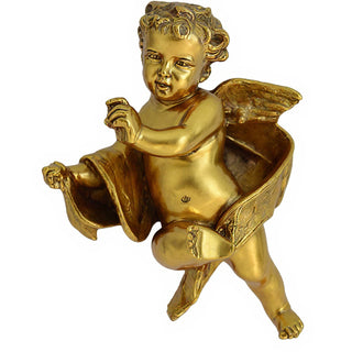 Tapestry Cherub - Left Statue - 12-inch — Antique Gold finish