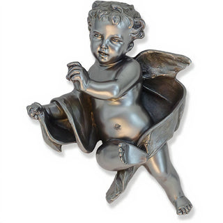 Tapestry Cherub - Left Statue - 12-inch — Aged Silver finish