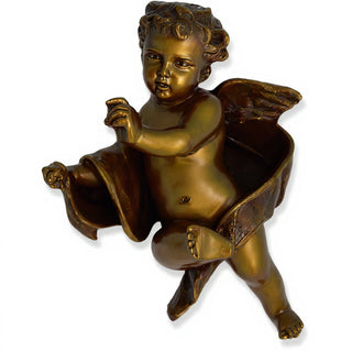 Tapestry Cherub - Left Statue - 12-inch — Bronze finish