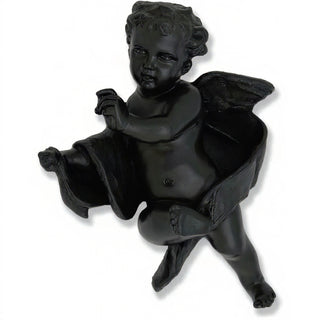 Tapestry Cherub - Left Statue - 12-inch — Dusted Black finish