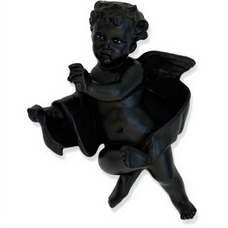 Tapestry Cherub - Left Statue - 12-inch — Flat Black finish