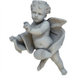 Tapestry Cherub - Left Statue - 12-inch — Limestone finish