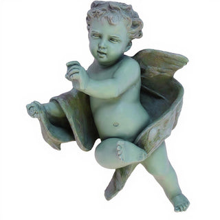 Tapestry Cherub - Left Statue - 12-inch — Mossy Green finish