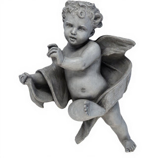 Tapestry Cherub - Left Statue - 12-inch — Old Stone finish
