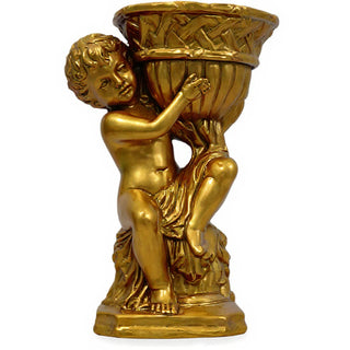 French Cherub Urn Planter - 12.5-inch — Antique Gold finish