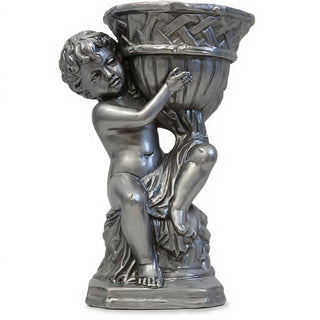 French Cherub Urn Planter - 12.5-inch — Aged Silver finish
