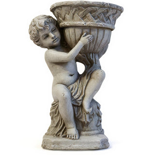 French Cherub Urn Planter - 12.5-inch — Antique Stone finish