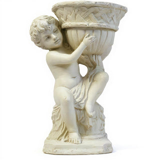 French Cherub Urn Planter - 12.5-inch — Antique White finish