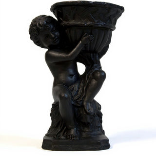 French Cherub Urn Planter - 12.5-inch — Dusted Black finish
