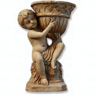 French Cherub Urn Planter - 12.5-inch — Gothic Stone finish