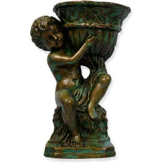 French Cherub Urn Planter - 12.5-inch — Green Bronze finish