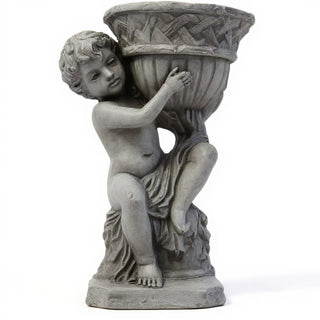 French Cherub Urn Planter - 12.5-inch — Old Stone finish