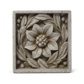 Daisy Remnant with Frame Wall Plaque - 15.75-inch — Antique Stone finish
