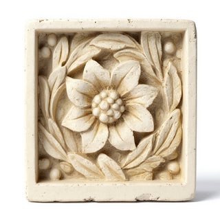 Daisy Remnant with Frame Wall Plaque - 15.75-inch — Antique White finish