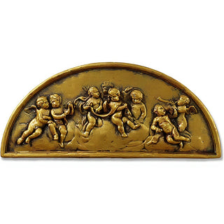 Cherubs Lunette Plaque Wall Plaque — Antique Gold finish