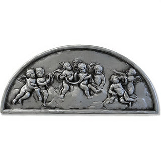 Cherubs Lunette Plaque Wall Plaque — Antique Silver finish