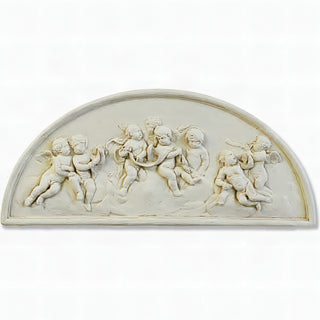 Cherubs Lunette Plaque Wall Plaque — Antique White finish