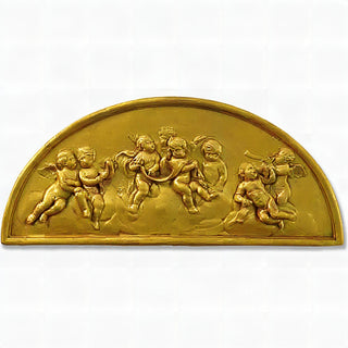 Cherubs Lunette Plaque Wall Plaque — Deep Gold finish