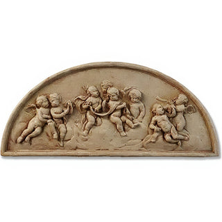 Cherubs Lunette Plaque Wall Plaque — Gothic Stone finish