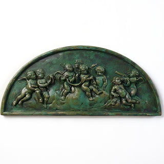 Cherubs Lunette Plaque Wall Plaque — Green Bronze finish