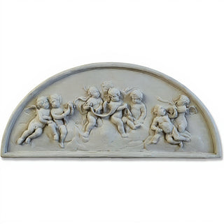 Cherubs Lunette Plaque Wall Plaque — Limestone finish