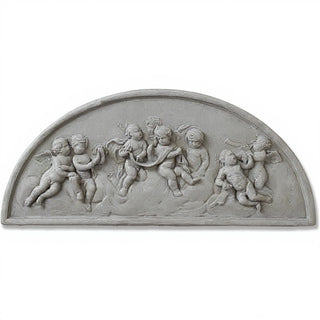 Cherubs Lunette Plaque Wall Plaque — Old Stone finish