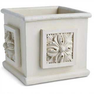 Carlo Square Planter — Antique White finish