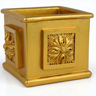 Carlo Square Planter — Deep Gold finish