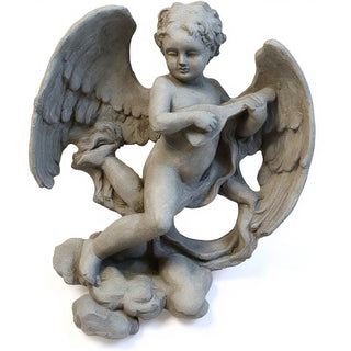 Sanctuary Cherub Lute Player Statue - 17-inch — Antique Stone finish