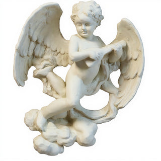 Sanctuary Cherub Lute Player Statue - 17-inch — Antique White finish