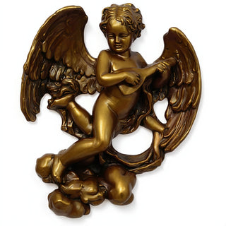 Sanctuary Cherub Lute Player Statue - 17-inch — Bronze finish