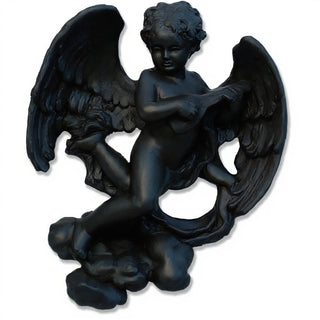 Sanctuary Cherub Lute Player Statue - 17-inch — Dusted Black finish
