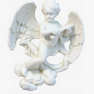 Sanctuary Cherub Lute Player Statue - 17-inch — Flat White finish