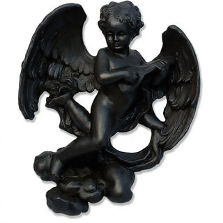 Sanctuary Cherub Lute Player Statue - 17-inch — Iron finish