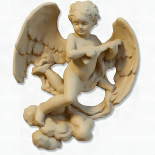 Sanctuary Cherub Lute Player Statue - 17-inch — Museum Terracotta finish