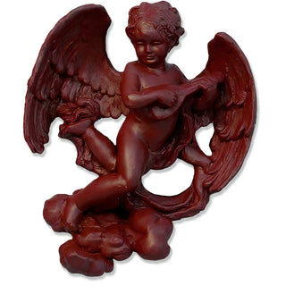 Sanctuary Cherub Lute Player Statue - 17-inch — Rust finish