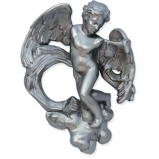 Cherub with Horn Statue - 17-inch — Antique Silver finish