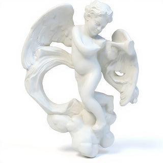 Cherub with Horn Statue - 17-inch — Flat White finish