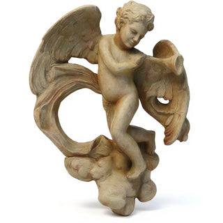 Cherub with Horn Statue - 17-inch — Gothic Stone finish