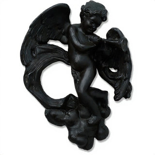 Cherub with Horn Statue - 17-inch — Iron finish