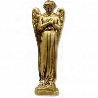 Cari Angel with Hands Crossed Statue - 21-inch — Antique Gold finish