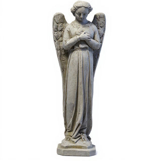 Cari Angel with Hands Crossed Statue - 21-inch — Antique Stone finish