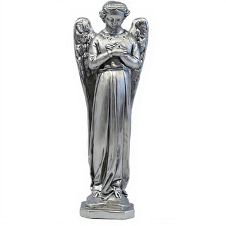 Cari Angel with Hands Crossed Statue - 21-inch — Antique Silver finish